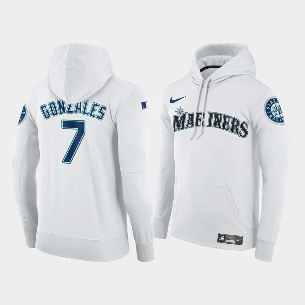 Men Seattle Mariners 7 Gonzales white home hoodie 2021 MLB Nike Jerseys